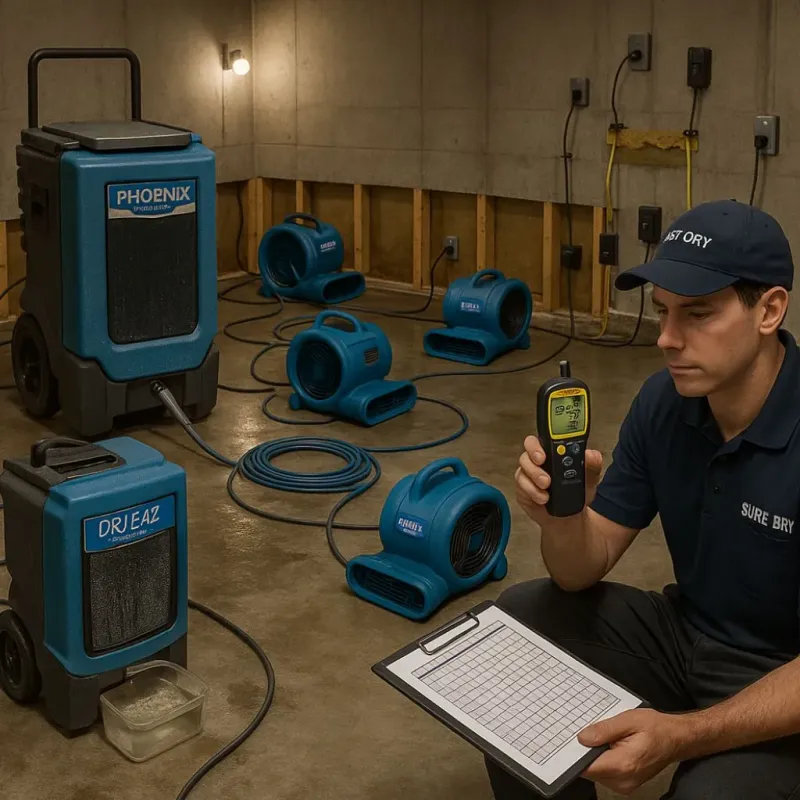Structural Drying and Dehumidification process in Palestine, TX